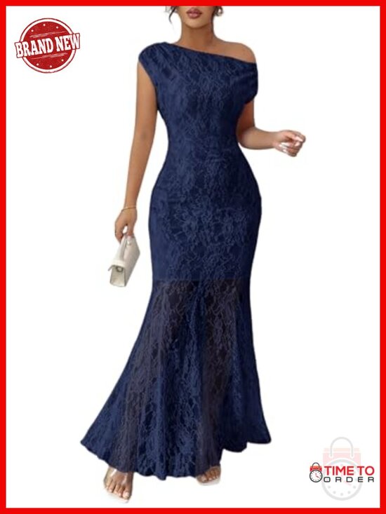 Dresses & Skirts - MITILLY Off Shoulder Bodycon Maxi Dress Lace Wedding Guest Cocktail